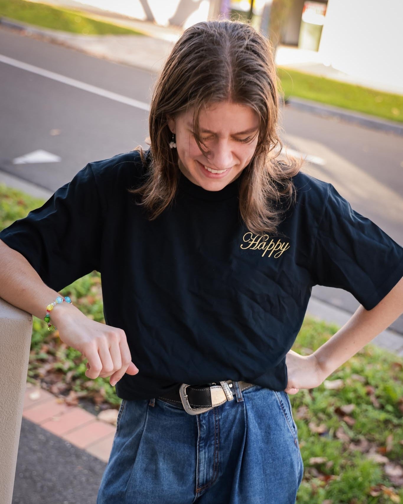 Happy You Left embroidered tee
